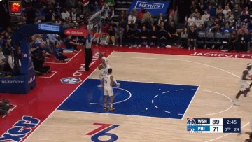 ?帅炸！普尔连续大背运 踩着Logo超远三分轰进！